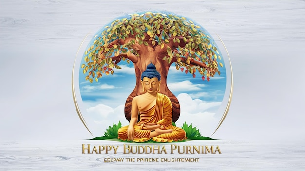 Photo happy buddha purnima vesakbuddhist festival