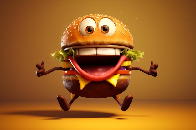 Happy burger cartoon character AI