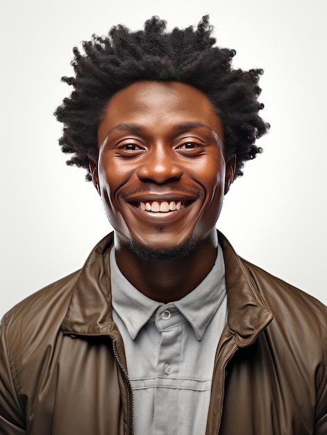 A happy business black african man on transparent white background