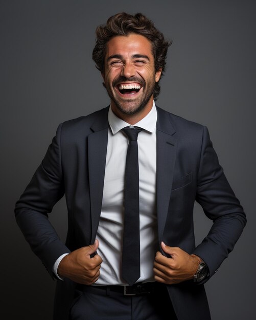 Happy Business man in a suit white transparent background