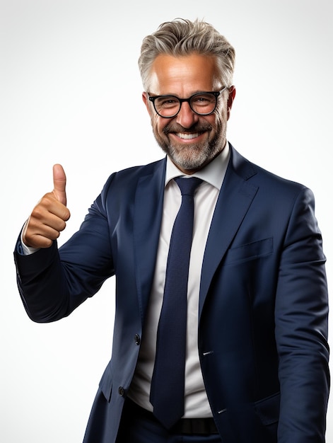 a happy business man on transparent white background realistic image ultra hd high design