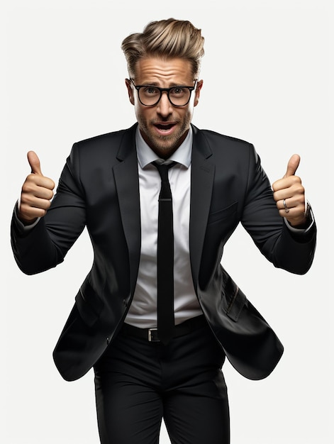 a happy business man on transparent white background realistic image ultra hd high design