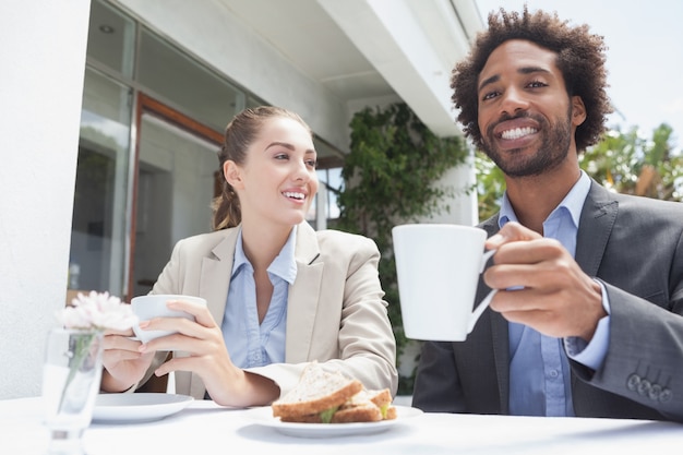 Happy business people on their lunch