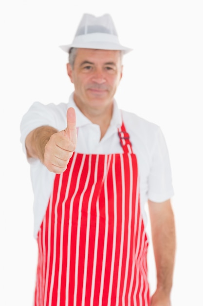 Happy butcher giving thumbs up