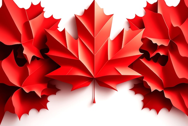 Happy Canada Day-achtergrond met rood esdoornblad Generatieve AI