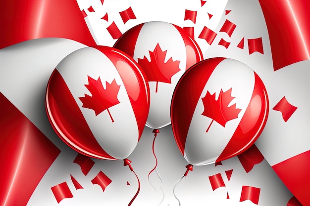 Happy canada day background with balloons generated ai