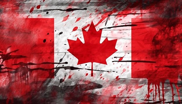 Happy Canada day background with grunge brush flag illustration