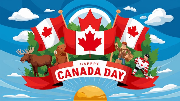 Photo happy canada day banner for canada day