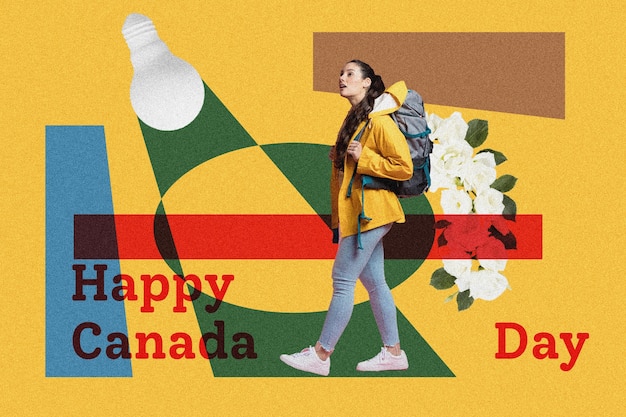 Foto collaggio di banner di happy canada day