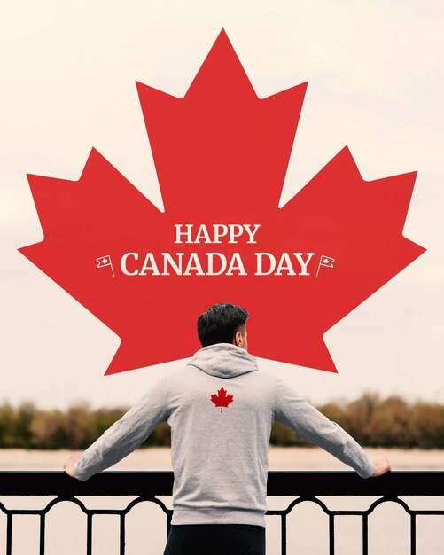 Foto collaggio di banner di happy canada day