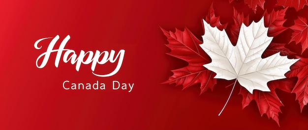 メープル葉の赤いバナーでカナダの日を祝います