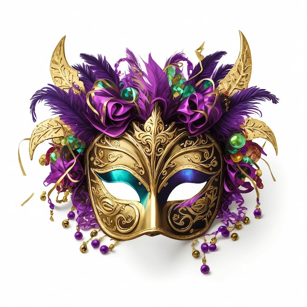 Foto felice concetto di festa di carnevale con maschera di tromba musicale