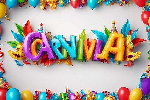 Текстовое пространство Happy Carnival с сине-красным и желтым цветом на белом фоне баннера