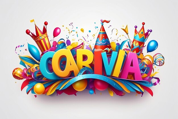 Happy Carnival text space with blue red and yellow color in a white banner background