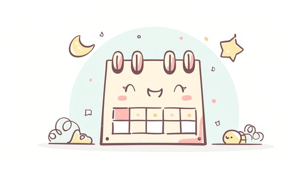 Photo happy cartoon calendar with a smiling face