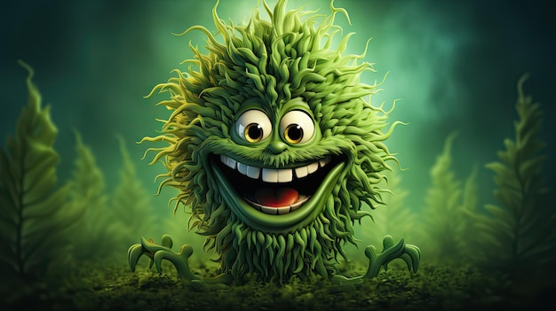 Happy cartoon cannabis character illustration