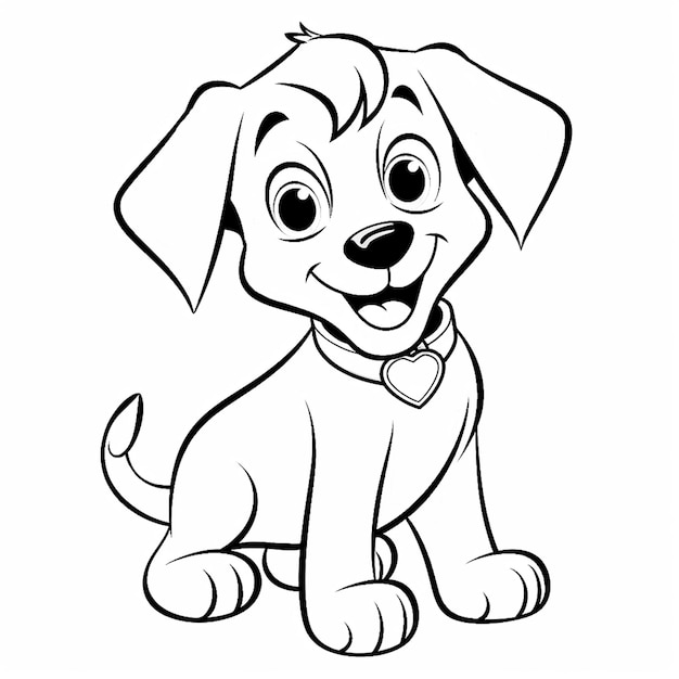 Happy cartoon dog for children coloring book