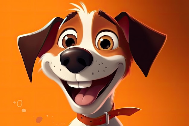 Happy cartoon dog with a big smile Generative AI