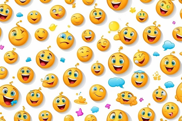 Foto emoticon di cartone animato felice che pensa su sfondo bianco