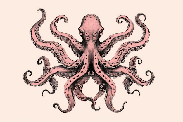 Happy cartoon octopus white backgroundai jenerater