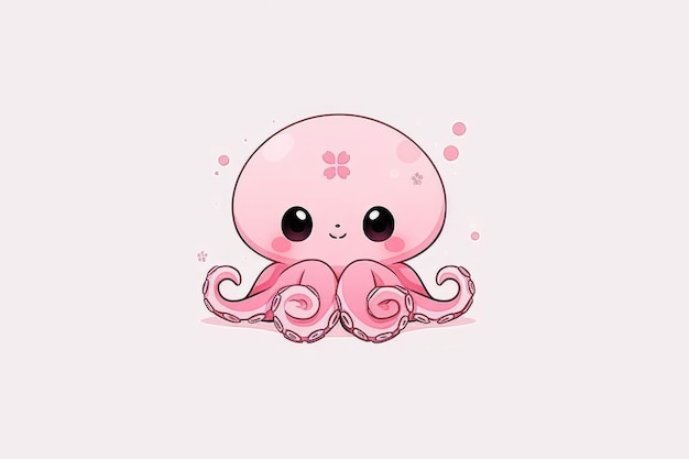 Happy cartoon octopus white backgroundai jenerater