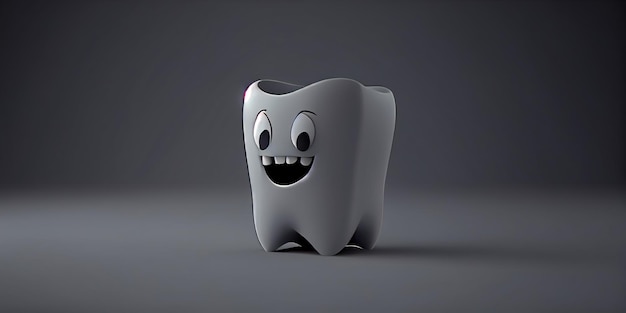 Happy cartoon tooth character Cleaning and whitening teeth concept Generative AI