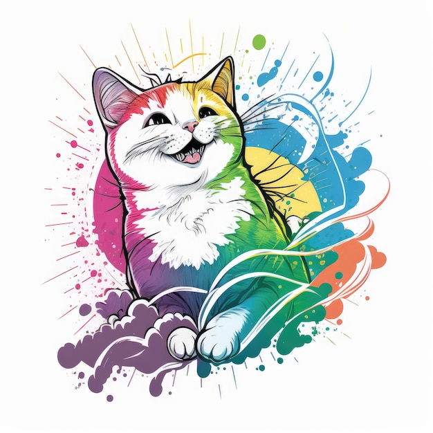 Foto maglietta grafica con ciondolo gatto felice