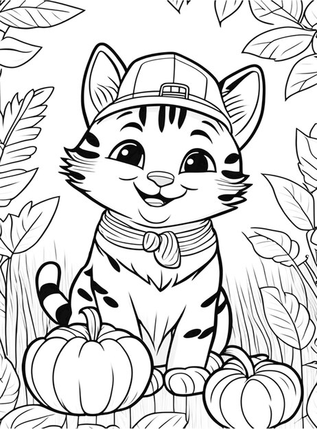 Happy cat coloring page