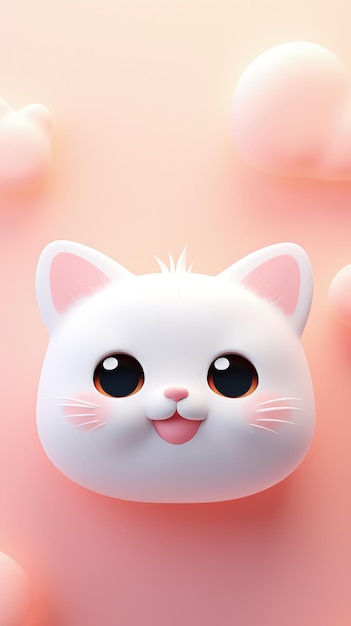 Happy Cat Head Cartoon Minimalism Gradient Background Generative AI