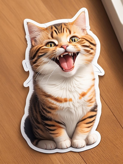 A happy cat sticker for tshirt AI generated art