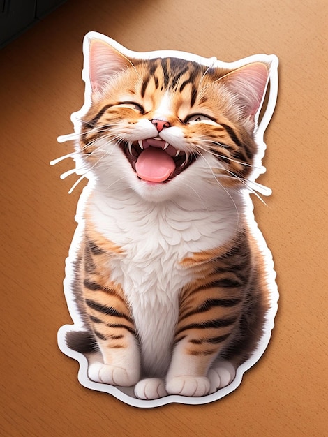 Tシャツの幸せな猫のステッカー AIが生成したアート