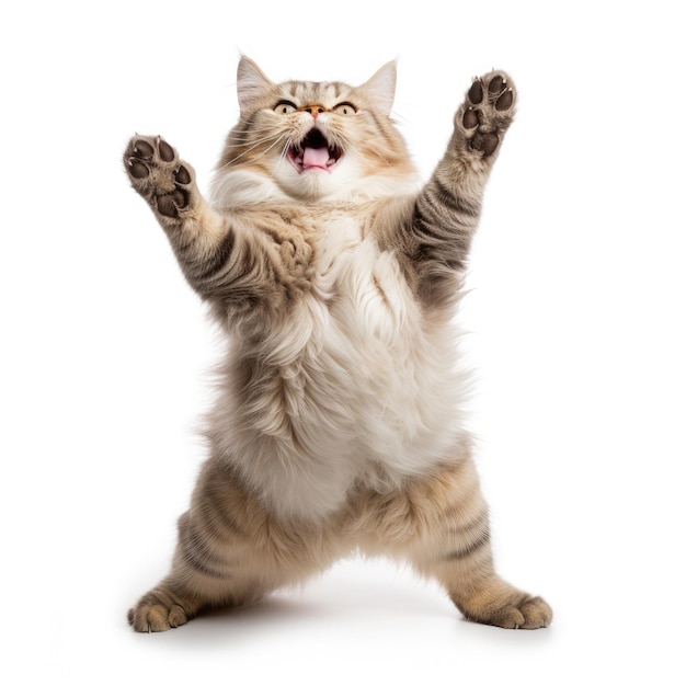 Happy cat in white background AI generated Image