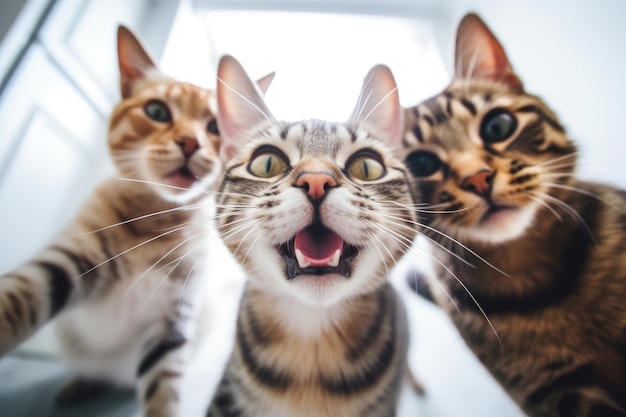 Happy Cats on isolate background Generative AI