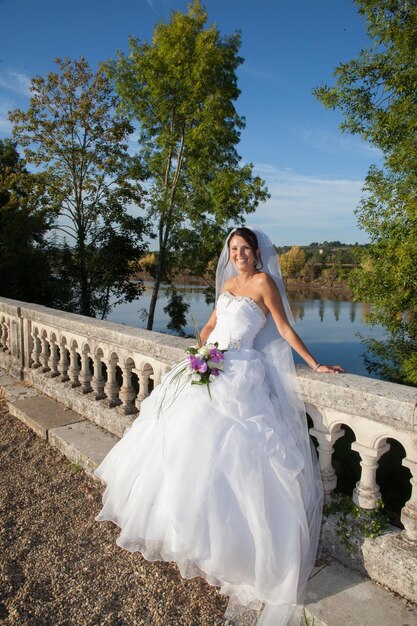 Happy caucasian bride