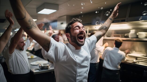 a happy Chef Cooking and celebration