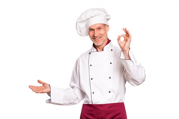 Happy chef pointing