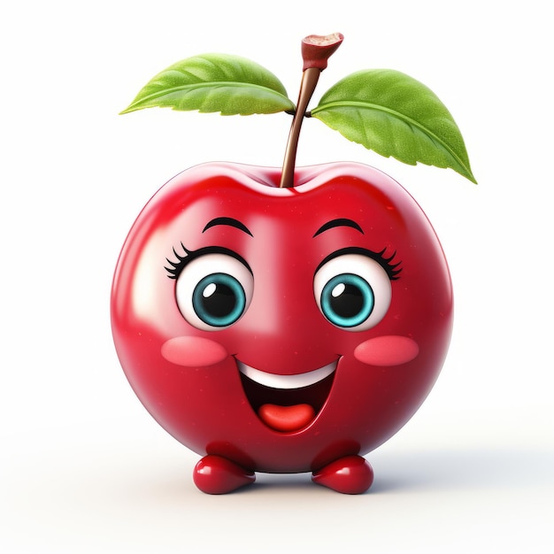 Photo happy cherry cartoon mascot