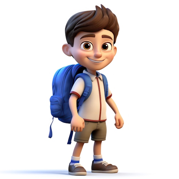 Happy child boy schoolboy student with backpack