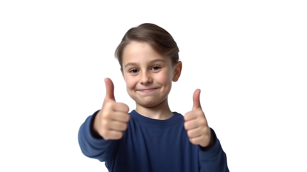 Photo happy child gesturing thumbs up