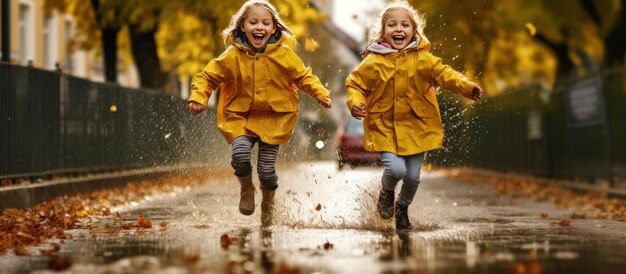 happy child girl with umbrella and paper boat