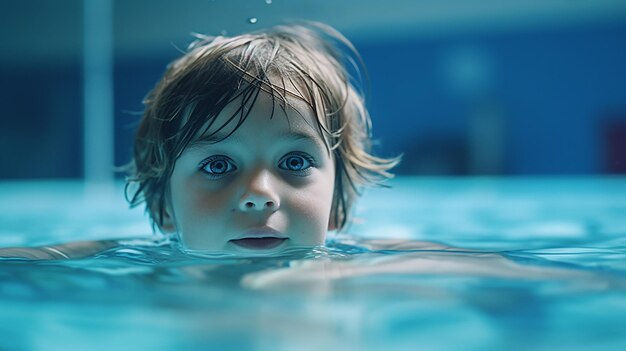 happy child in a swimming pool