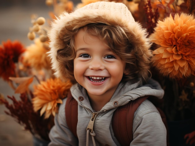 Happy children against the backdrop of autumn