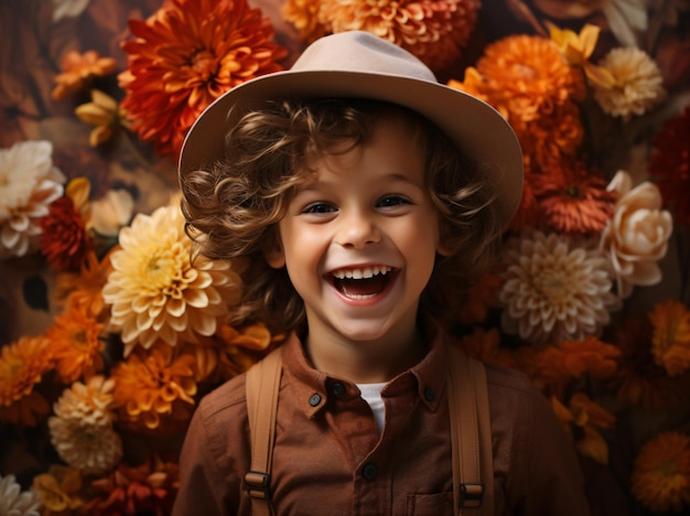 Happy children against the backdrop of autumn