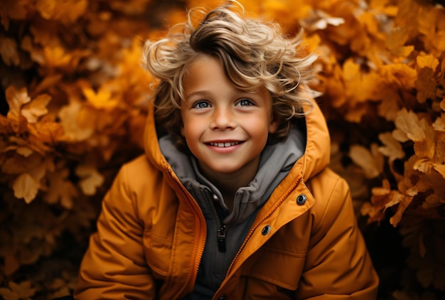 Happy children against the backdrop of autumn