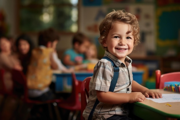 Happy children in classroom