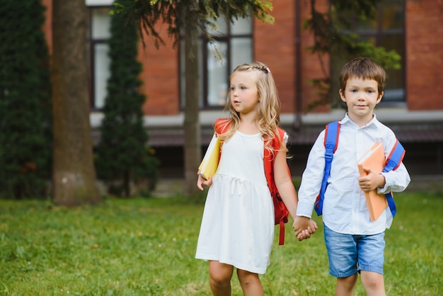 Happy children going back to school