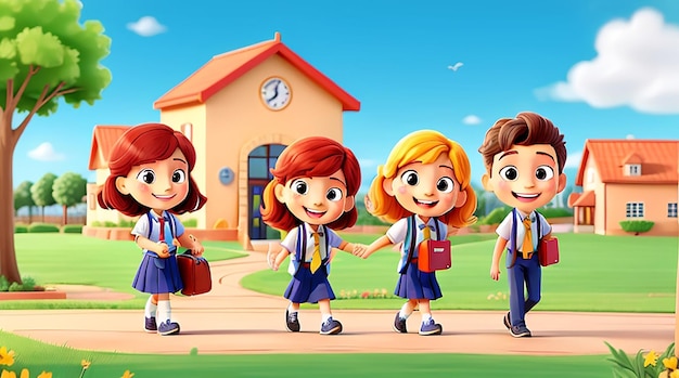 Happy children kids back to school background