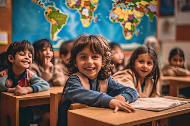 Happy Children Sitting In classroom