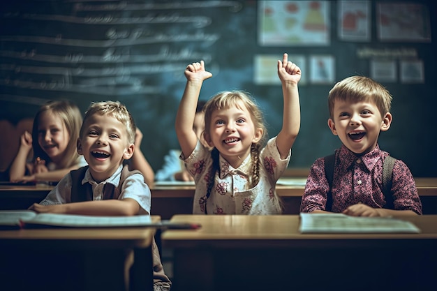 Happy Children Sitting In classroom