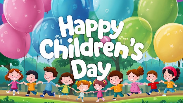 Счастливого Дня детей Творческий текст, выделенный на белом фоне